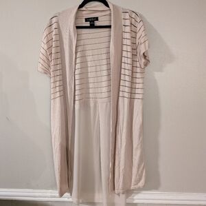 August Silk Open Front Short Sleeve Cardigan Size L